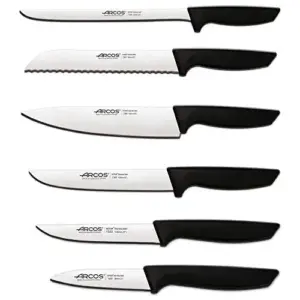 Arcos 6 piece professional kitchen knife set stainless steel black handle