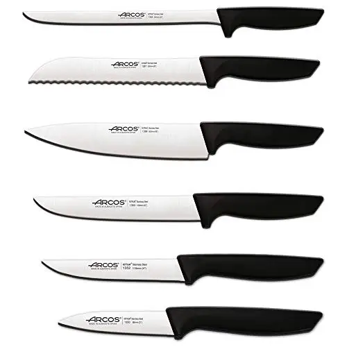 Arcos 6 piece professional kitchen knife set stainless steel black handle