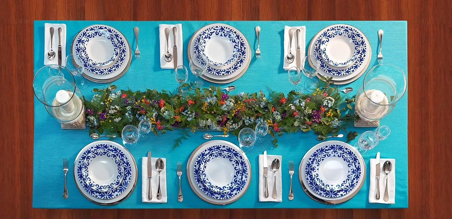 Bengoa 30-Piece Porcelain Tableware Set for 6 – Mediterranean Blue & White - Image 3