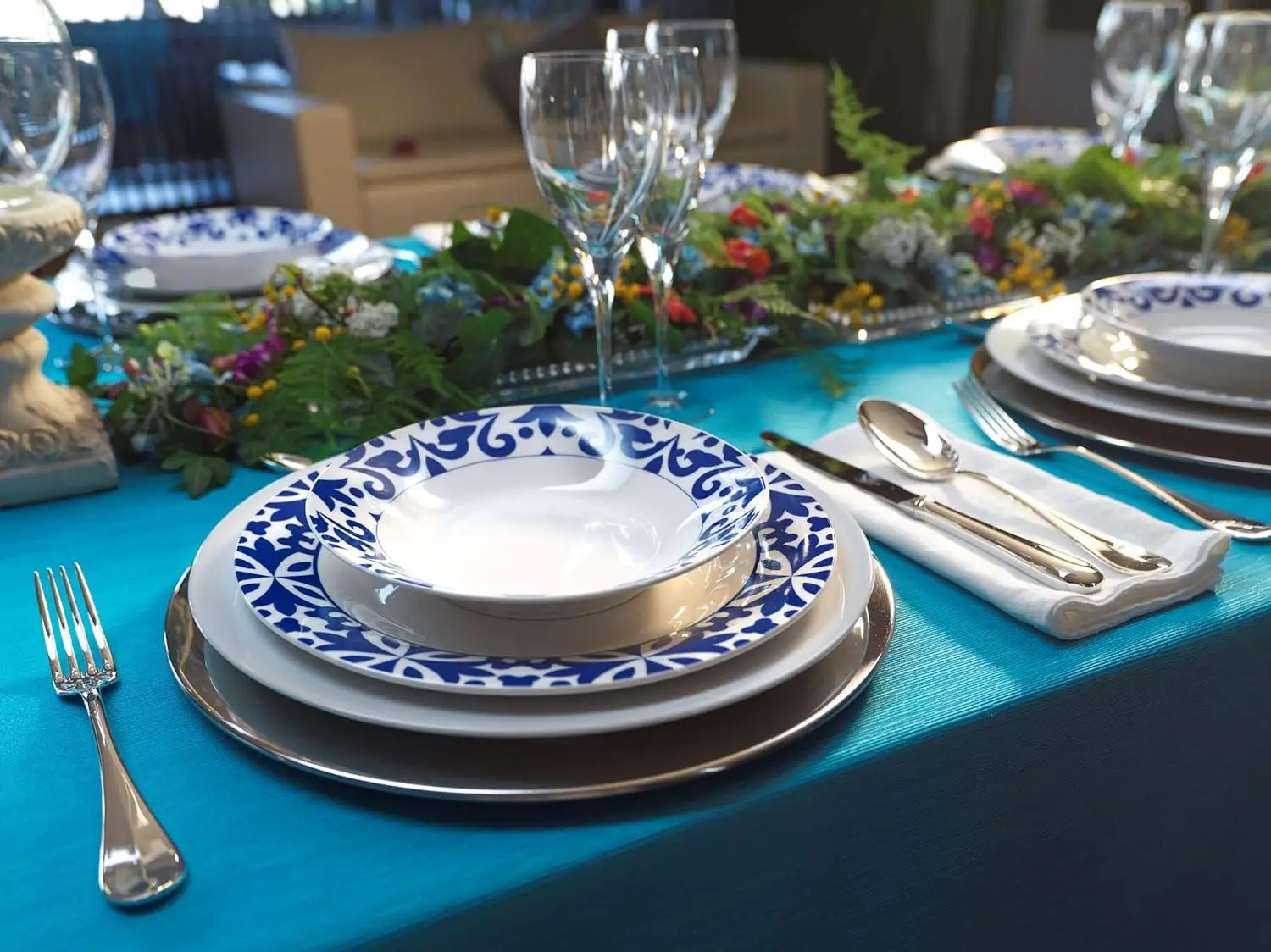 Bengoa 30-Piece Porcelain Tableware Set for 6 – Mediterranean Blue & White - Image 6