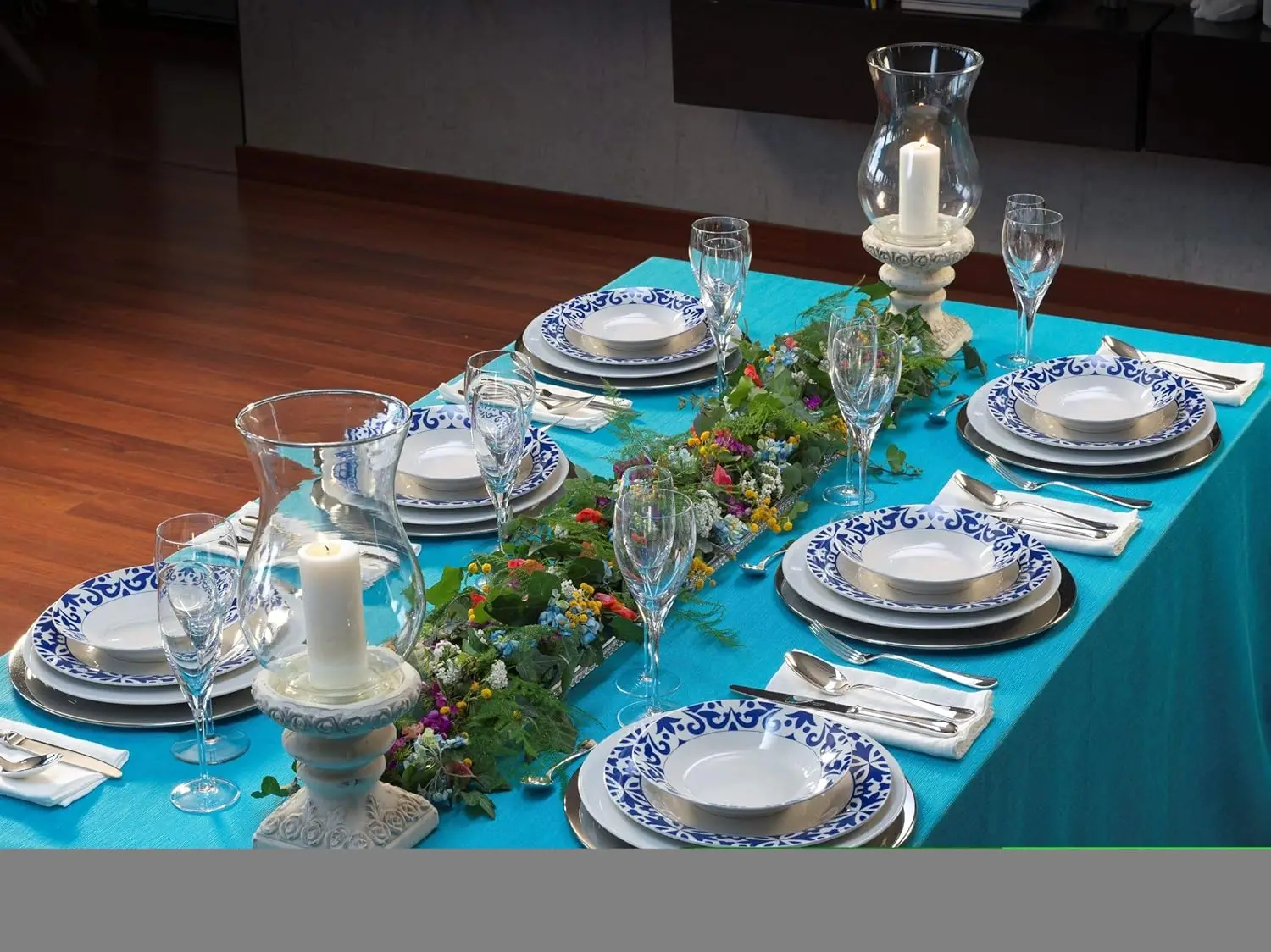 Bengoa 30-Piece Porcelain Tableware Set for 6 – Mediterranean Blue & White - Image 5