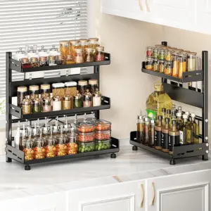 black carbon steel kitchen shelves with storage rack multi-tier