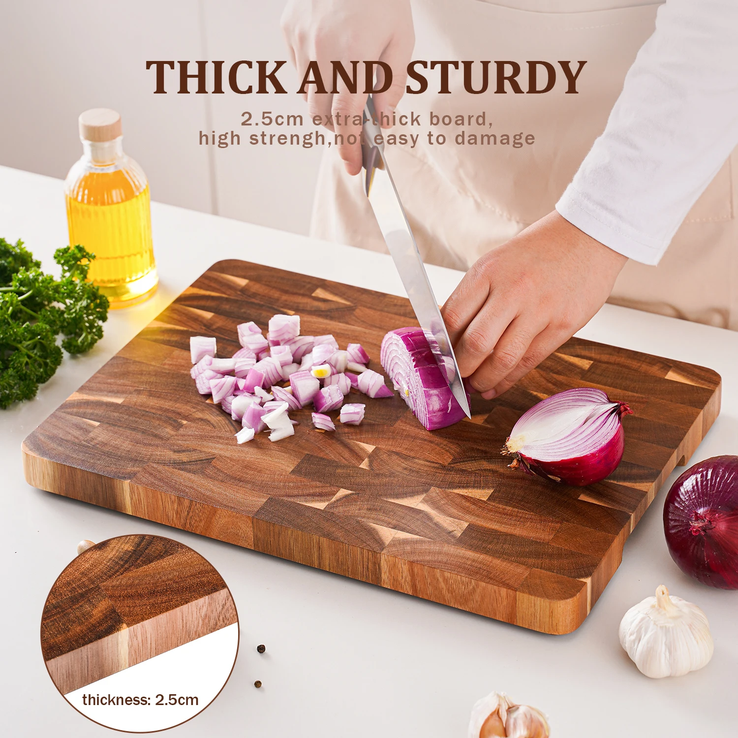 High Quality Acacia Wood Rectangular Cutting Board – Thick & Sturdy - Image 2